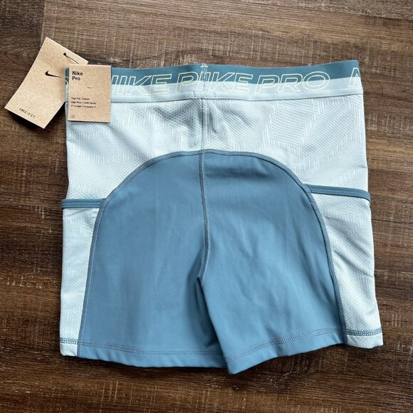 Nike Pro Shorts Training Medium Womens Dri Fit High Rise 3" Blue $40 - Picture 3 of 9